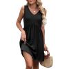 image:imageXIEERDUO Summer Dresses for Women 2026 Casual Classy Dress V Neck Swimsuit Coverups Fashion ClothingAll Black