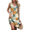 image:imageXIEERDUO Summer Dresses for Women 2026 Casual Classy Dress V Neck Swimsuit Coverups Fashion ClothingBrown Plaid
