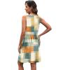 image:imageXIEERDUO Summer Dresses for Women 2026 Casual Classy Dress V Neck Swimsuit Coverups Fashion ClothingBrown Plaid