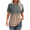 image:imageSummer Tops for Women 2025 Cute Green Blouses Dressy Casual Pleated Short Sleeve Shirts Trendy SZ Grey Coral