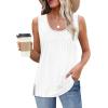 image:imageXIEERDUO Womens Tank Tops Summer Tops Flowy Casual Sleeveless White Top 2025 Square Neck Beach Vacation Clothes for Women M