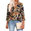 image:imageXIEERDUO 34 Length Sleeve Womens Tops Fashion Clothing V Neck T Shirts Dressy Blouses Business Casual Outfits Tunic TopsBblack Floral