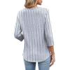 image:imageXIEERDUO 34 Length Sleeve Womens Tops Fashion Clothing V Neck T Shirts Dressy Blouses Business Casual Outfits Tunic TopsCblue Stripes
