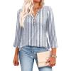 image:imageXIEERDUO 34 Length Sleeve Womens Tops Fashion Clothing V Neck T Shirts Dressy Blouses Business Casual Outfits Tunic TopsCblue Stripes