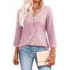 image:imageXIEERDUO 34 Length Sleeve Womens Tops Fashion Clothing V Neck T Shirts Dressy Blouses Business Casual Outfits Tunic TopsDpink Dots