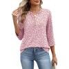 image:imageXIEERDUO 34 Length Sleeve Womens Tops Fashion Clothing V Neck T Shirts Dressy Blouses Business Casual Outfits Tunic TopsDpink Dots