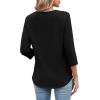image:imageXIEERDUO 34 Length Sleeve Womens Tops Fashion Clothing V Neck T Shirts Dressy Blouses Business Casual Outfits Tunic TopsEblack