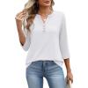 image:imageXIEERDUO 34 Length Sleeve Womens Tops Fashion Clothing V Neck T Shirts Dressy Blouses Business Casual Outfits Tunic TopsFwhite