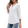 image:imageXIEERDUO 34 Length Sleeve Womens Tops Fashion Clothing V Neck T Shirts Dressy Blouses Business Casual Outfits Tunic TopsFwhite