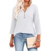 image:imageXIEERDUO 34 Length Sleeve Womens Tops Fashion Clothing V Neck T Shirts Dressy Blouses Business Casual Outfits Tunic TopsFwhite