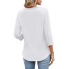 image:imageXIEERDUO 34 Length Sleeve Womens Tops Fashion Clothing V Neck T Shirts Dressy Blouses Business Casual Outfits Tunic TopsFwhite