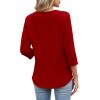image:imageXIEERDUO 34 Length Sleeve Womens Tops Fashion Clothing V Neck T Shirts Dressy Blouses Business Casual Outfits Tunic TopsGred