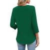 image:imageXIEERDUO 34 Length Sleeve Womens Tops Fashion Clothing V Neck T Shirts Dressy Blouses Business Casual Outfits Tunic TopsHgreen
