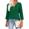 image:imageXIEERDUO 34 Length Sleeve Womens Tops Fashion Clothing V Neck T Shirts Dressy Blouses Business Casual Outfits Tunic TopsHgreen
