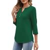 image:imageXIEERDUO 34 Length Sleeve Womens Tops Fashion Clothing V Neck T Shirts Dressy Blouses Business Casual Outfits Tunic TopsHgreen