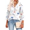 image:imageXIEERDUO 34 Length Sleeve Womens Tops Fashion Clothing V Neck T Shirts Dressy Blouses Business Casual Outfits Tunic TopsJwhite Floral