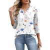 image:imageXIEERDUO 34 Length Sleeve Womens Tops Fashion Clothing V Neck T Shirts Dressy Blouses Business Casual Outfits Tunic TopsJwhite Floral