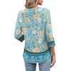 image:imageXIEERDUO 34 Length Sleeve Womens Tops Fashion Clothing V Neck T Shirts Dressy Blouses Business Casual Outfits Tunic TopsKblue Print