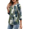 image:imageXIEERDUO 34 Length Sleeve Womens Tops Fashion Clothing V Neck T Shirts Dressy Blouses Business Casual Outfits Tunic TopsLgreen Print
