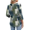 image:imageXIEERDUO 34 Length Sleeve Womens Tops Fashion Clothing V Neck T Shirts Dressy Blouses Business Casual Outfits Tunic TopsLgreen Print