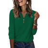image:imageXIEERDUO 34 Length Sleeve Womens Tops Fashion Clothing V Neck T Shirts Dressy Blouses Business Casual Outfits Tunic TopsHgreen