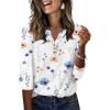 image:imageXIEERDUO 34 Length Sleeve Womens Tops Fashion Clothing V Neck T Shirts Dressy Blouses Business Casual Outfits Tunic TopsJwhite Floral