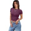 image:imageXIEERDUO Basic Tops for Women Short Sleeve Baby Tees 23 Pack Crew Neck T Shirts Slim Fit Tees3 Pack ArmygreenTurquoisePurplish
