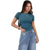 image:imageXIEERDUO Basic Tops for Women Short Sleeve Baby Tees 23 Pack Crew Neck T Shirts Slim Fit Tees3 Pack ArmygreenTurquoisePurplish