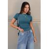 image:imageXIEERDUO Basic Tops for Women Short Sleeve Baby Tees 23 Pack Crew Neck T Shirts Slim Fit Tees3 Pack ArmygreenTurquoisePurplish