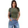 image:imageXIEERDUO Basic Tops for Women Short Sleeve Baby Tees 23 Pack Crew Neck T Shirts Slim Fit Tees3 Pack ArmygreenTurquoisePurplish