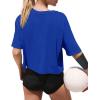 image:imageXIEERDUO Cotton Tshirts for Women Drop Shoulder Round Neck Oversized Crop Tops Workout Tops TeesO Royal Blue