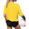 image:imageXIEERDUO Cotton Tshirts for Women Drop Shoulder Round Neck Oversized Crop Tops Workout Tops TeesO Yellow