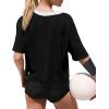 image:imageXIEERDUO Cotton Tshirts for Women Drop Shoulder Round Neck Oversized Crop Tops Workout Tops TeesP White Black Contrast