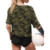 image:imageXIEERDUO Cotton Tshirts for Women Drop Shoulder Round Neck Oversized Crop Tops Workout Tops TeesPrint Camouflage