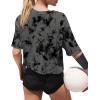 image:imageXIEERDUO Cotton Tshirts for Women Drop Shoulder Round Neck Oversized Crop Tops Workout Tops TeesPrint Tie Dye