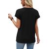 image:imageXIEERDUO Womens Summer Tops Short Sleeve Shirts with Buttons V Neck Trendy Tunic Blouses Beach Vacation ClothesAblack