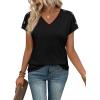 image:imageXIEERDUO Womens Summer Tops Short Sleeve Shirts with Buttons V Neck Trendy Tunic Blouses Beach Vacation ClothesAblack