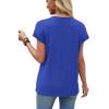 image:imageXIEERDUO Womens Summer Tops Short Sleeve Shirts with Buttons V Neck Trendy Tunic Blouses Beach Vacation ClothesAblue