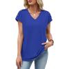 image:imageXIEERDUO Womens Summer Tops Short Sleeve Shirts with Buttons V Neck Trendy Tunic Blouses Beach Vacation ClothesAblue