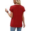 image:imageXIEERDUO Womens Summer Tops Short Sleeve Shirts with Buttons V Neck Trendy Tunic Blouses Beach Vacation ClothesAred