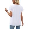 image:imageXIEERDUO Womens Summer Tops Short Sleeve Shirts with Buttons V Neck Trendy Tunic Blouses Beach Vacation ClothesAwhite