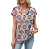 image:imageXIEERDUO Womens Summer Tops Short Sleeve Shirts with Buttons V Neck Trendy Tunic Blouses Beach Vacation ClothesFboho Tile