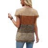 image:imageXIEERDUO Womens Summer Tops Short Sleeve Shirts with Buttons V Neck Trendy Tunic Blouses Beach Vacation ClothesFbrown Stripes