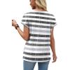 image:imageXIEERDUO Womens Summer Tops Short Sleeve Shirts with Buttons V Neck Trendy Tunic Blouses Beach Vacation ClothesFgray Stripes