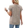 image:imageXIEERDUO Womens Summer Tops Short Sleeve Shirts with Buttons V Neck Trendy Tunic Blouses Beach Vacation ClothesFleopard