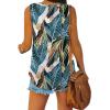 image:imageXIEERDUO Womens Tank Tops V Neck Basic Solid Color Casual Flowy Summer Sleeveless01blue Green Leaves