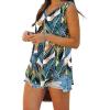 image:imageXIEERDUO Womens Tank Tops V Neck Basic Solid Color Casual Flowy Summer Sleeveless01blue Green Leaves