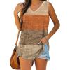 image:imageXIEERDUO Womens Tank Tops V Neck Basic Solid Color Casual Flowy Summer Sleeveless01brown Stripes
