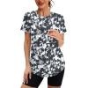 image:imageXIEERDUO Womens Workout Tops Short Sleeve Shirts with Sun Protection UPF 50 Quick Dry Outfits for Hiking Running S3XL14 Black White Floral