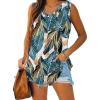image:imageXIEERDUO Womens Tank Tops V Neck Basic Solid Color Casual Flowy Summer Sleeveless01blue Green Leaves